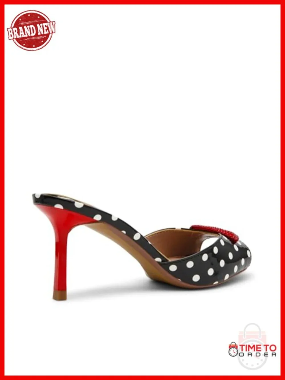 Stiletto Heel Mule with Polka Dot Pattern